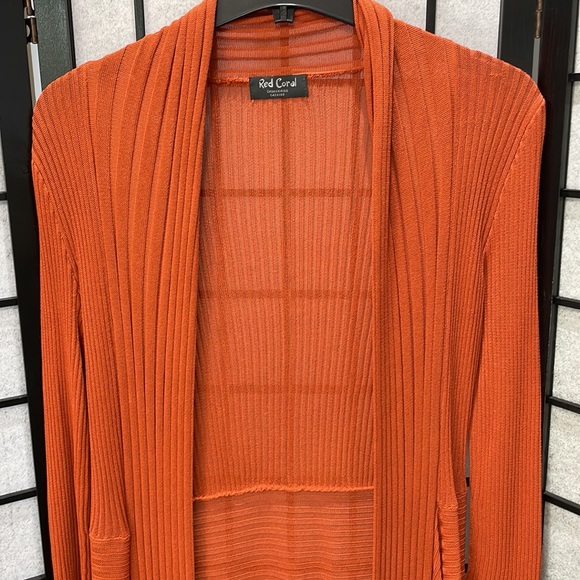 Vintage Red Coral, Open Sweater Deep Orange, Sz Large? - Picture 4 of 8